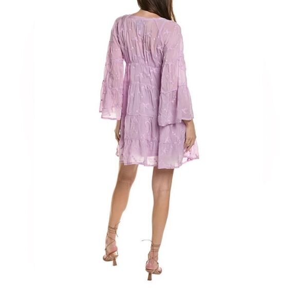 Johnny Was Dress Plus Size Flowy Phoenix Pastel long sleeve with slip lilac XL - Picture 2 of 4